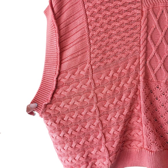 Free People Take The Plunge Sweater Vest Sleeveless Sz M Coral - Picture 7 of 11